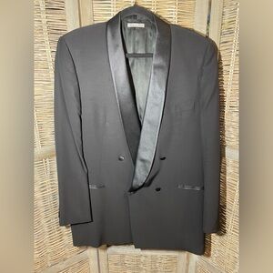 Men's Silk Lapel Shawl Collar Double-Breasted Tuxedo Jacket - 42L